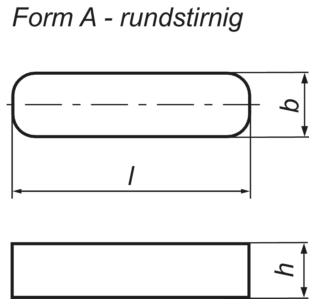 DIN 6885  A  4 x  4 x   8  C45K